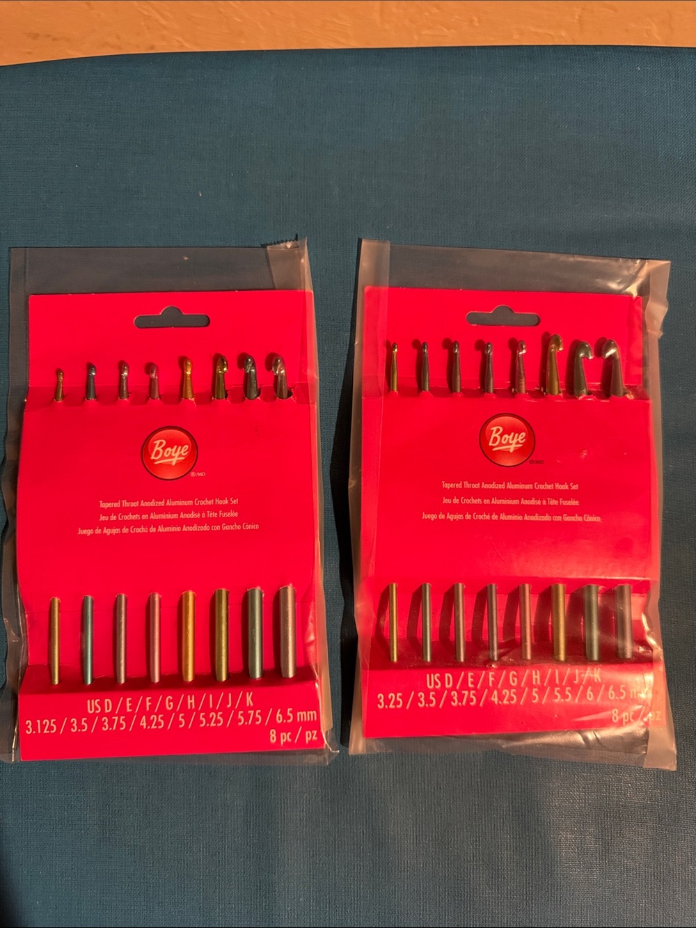 Boye Tapered Throat Anodized Aluminum Crochet Hook Set of 2 - Multi-Size Kit